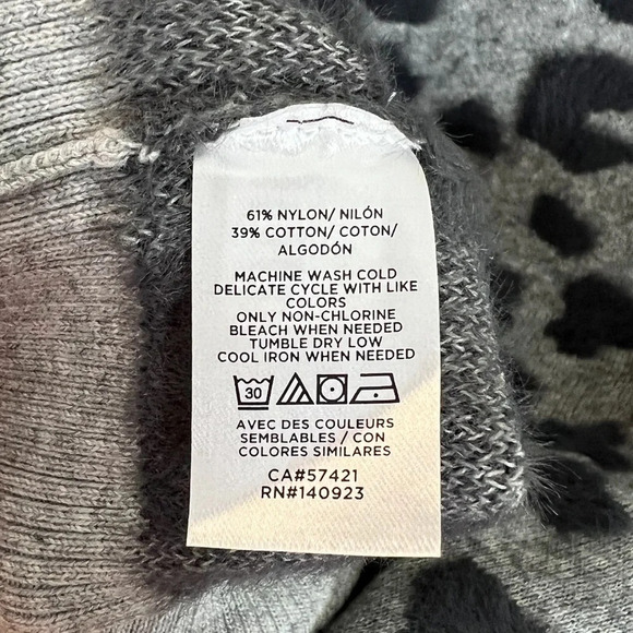 Loft • Gray Leopard Print Sweater - Picture 4 of 5